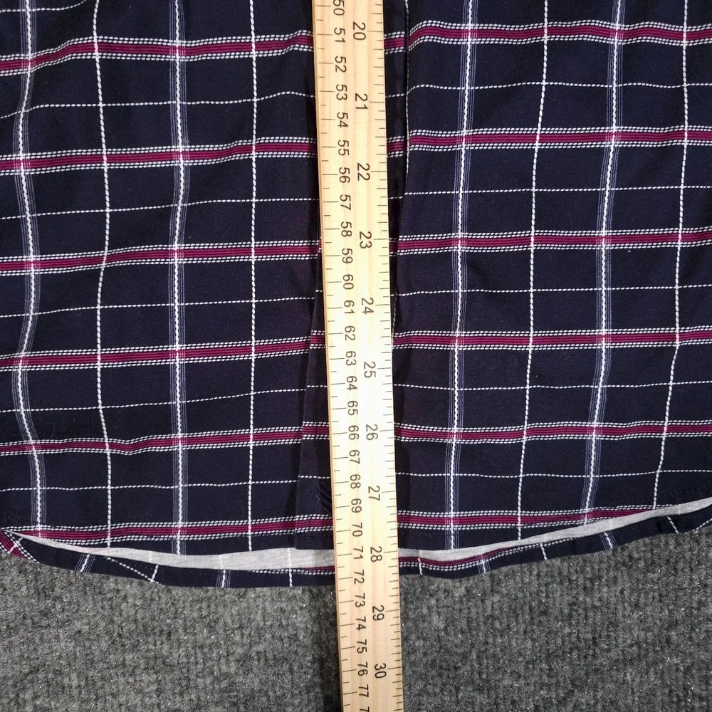 Butter Cloth Mens Large Long Sleeve Flip Cuff Geometric Shirt Red Blue Button Up
